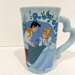 Disney Princess Cinderella Prince Charming Coffee Tea Mug Cup Blue Heart Handle